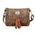 American West Womens Lariats and Lace Distressed Charcoal Leather Crossbody Bag