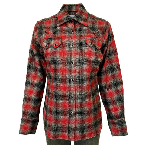 Rockmount Womens Buffalo Check Flannel Black/Red 100% Cotton L/S Shirt