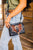 American West Womens Texas Two Step Navy Blue Leather Crossbody Bag