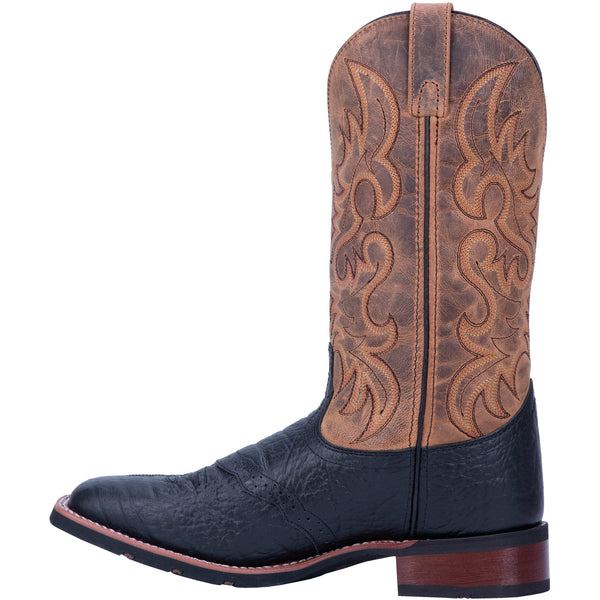Laredo Men's Seaver Cowboy Boots – Leather Tan/Blue Square Toe Western Boots - View #7