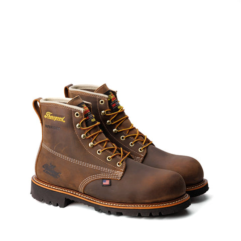 Thorogood Mens Crosstrex Mid Cut Hiker WP Brown/Orange Leather Work Boots