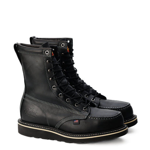Thorogood Mens American Heritage Midnight 8in ST Black Leather Work Boots