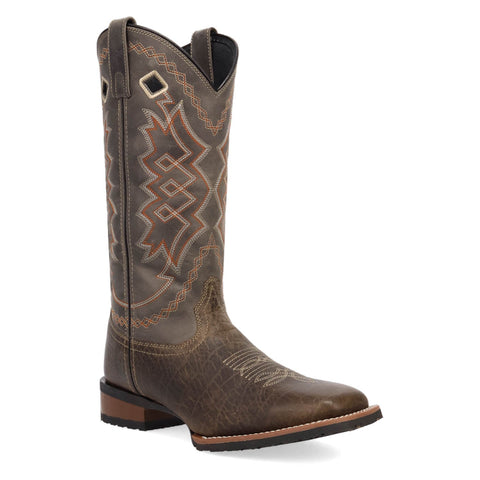 Laredo Mens Highway Man Dark Brown/Grey Leather 13in Cowboy Boots