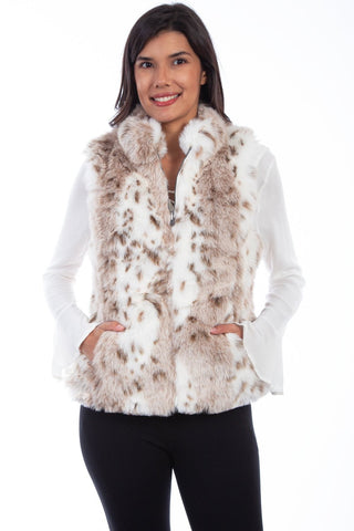 Scully Womens Leopard Acrylic Faux Fur Vest M