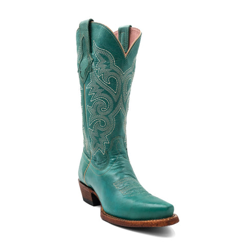 Ferrini Womens Mae Snip Toe Turquoise Leather 13in Cowboy Boots 7.5 B