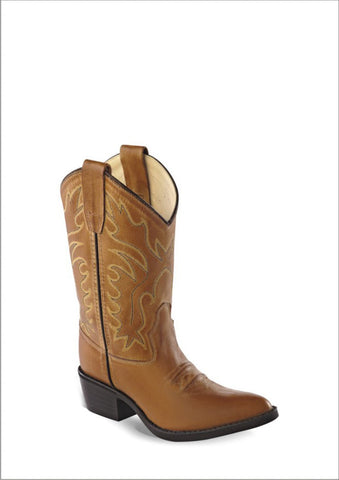 Old West Tan Canyon Childrens Boys Leather J Toe Cowboy Western Boots 2 D