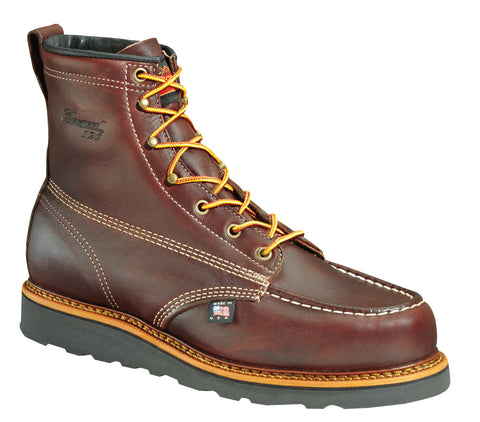 Thorogood Mens Heritage Brown Leather Wedge Non-Safety Boots 6in Moc Toe
