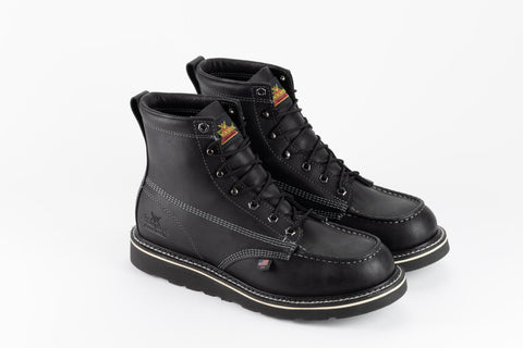 Thorogood 6in Moc Wedge Mens Black Leather American Heritage Work Boots