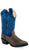 Old West Children Unisex Western Dark Brown/Suede Blue Leather Cowboy Boots 1.5 D