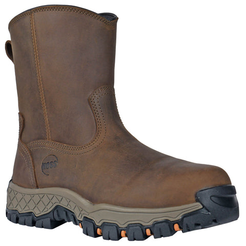 Hoss Boots Mens Recon 8in Side Zip CT Brown Leather Work Boots