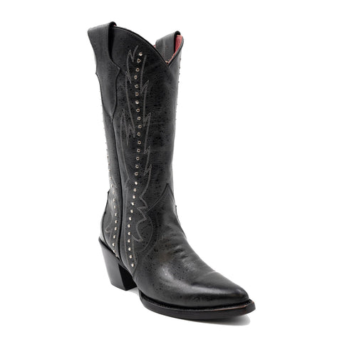 Ferrini Womens Siren V-Toe Black Leather Cowboy Boots