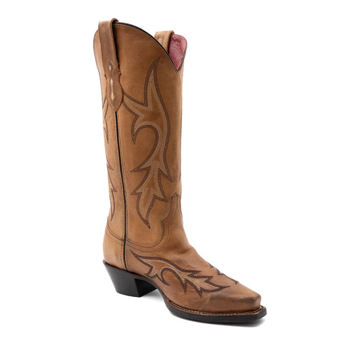 Ferrini Womens Scarlett V-Toe Caramel Leather Cowboy Boots