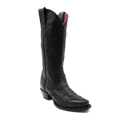 Ferrini Womens Scarlett V-Toe Black Leather Cowboy Boots