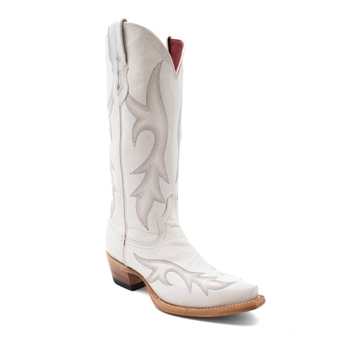 Ferrini Womens Scarlett V-Toe White Leather Cowboy Boots