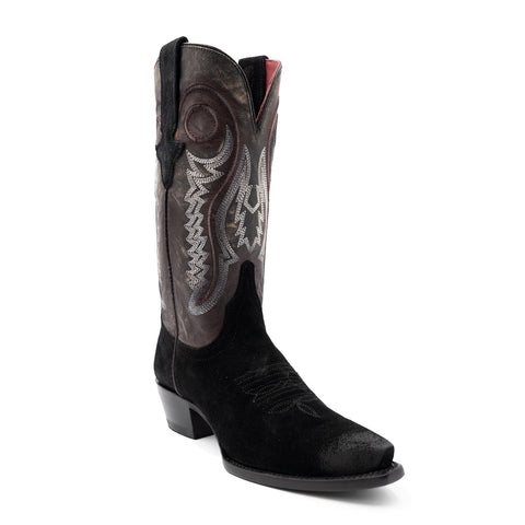 Ferrini Womens Roughrider V-Toe Black Leather Cowboy Boots