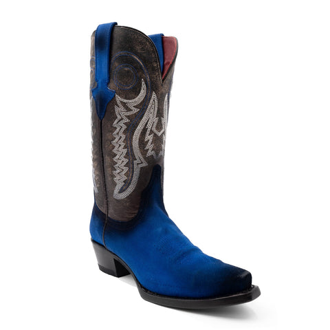 Ferrini Womens Roughrider V-Toe Electric Blue Leather Cowboy Boots