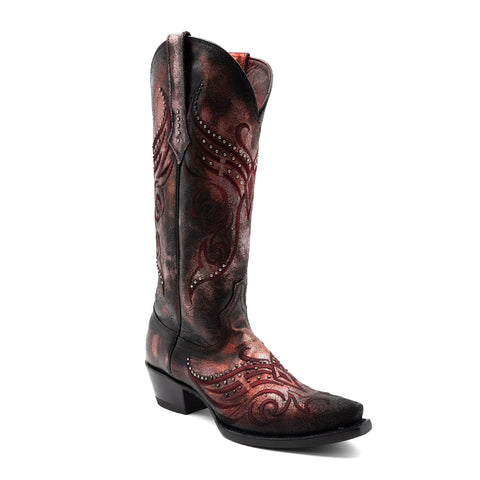 Ferrini Womens Masquerade V-Toe Red Leather Cowboy Boots