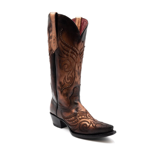 Ferrini Womens Masquerade V-Toe Copper Leather Cowboy Boots
