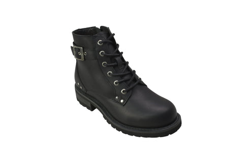 RideTecs Womens 7in Biker Black Military Boots