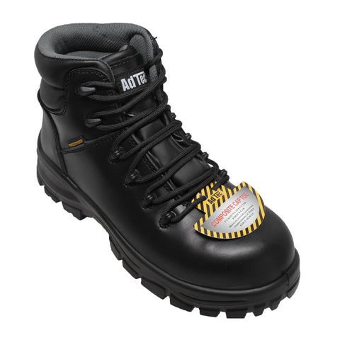 AdTec Womens 6in Waterproof Cap Toe Black Work Boots