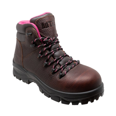 AdTec Womens 6in Waterproof Cap Toe Brown Work Boots