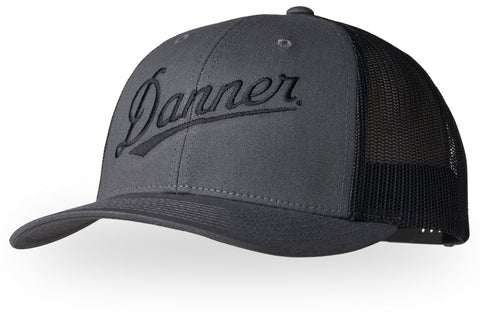 Danner Unisex Embroidered Charcoal Cotton Blend Trucker Cap