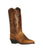 Abilene Boots Womens 11in Tooled Inserts Antiqued Brown Cowhide Cowboy Boots