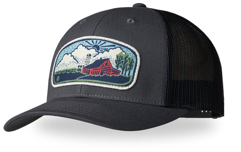 LaCrosse Unisex Farm Scene Charcoal/Black Cotton Blend Trucker Cap