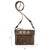 American West Womens Trail Rider Distressed Charcoal Brown Leather Crossbody Bag