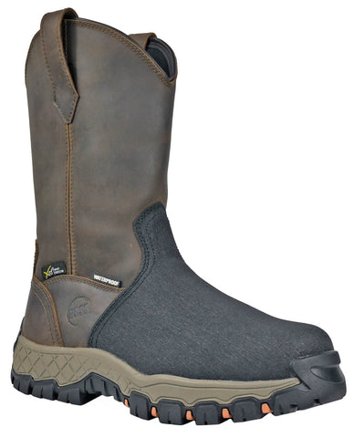 Hoss Boots Mens Recon 11in MetGuard CT WP Brown Leather Work Boots