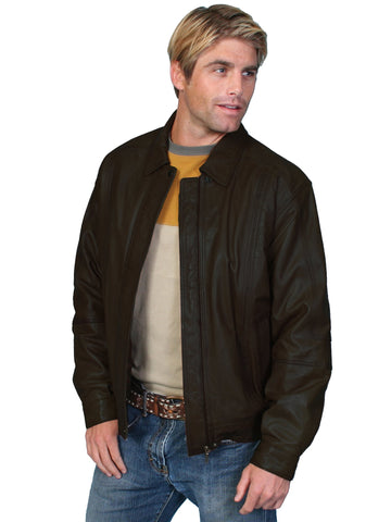 Scully Leather Mens Premium Lambskin Zip Front Jacket Black 2XT