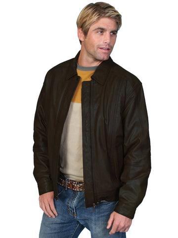 Scully Leather Mens Premium Lambskin Zip Front Jacket Black L