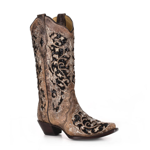 Corral Womens Cowboy Boots Leather Ashley Brown Timeless Floral 12M