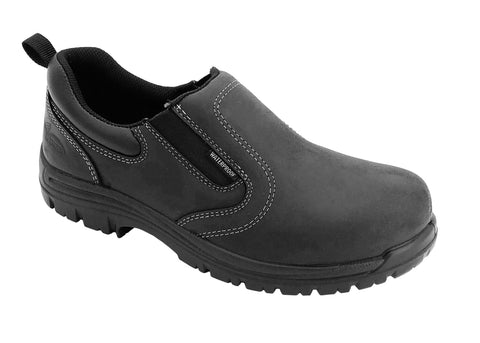 Avenger Mens Black Leather Comp Toe Slip-On Work Shoes