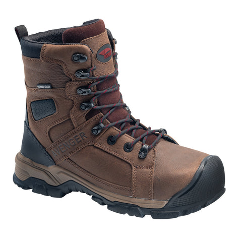 Avenger Mens Ripsaw 8in Brown Leather Work Boots