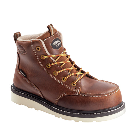 Avenger Womens Mid Wedge Brown Leather Work Boots 7.5 M