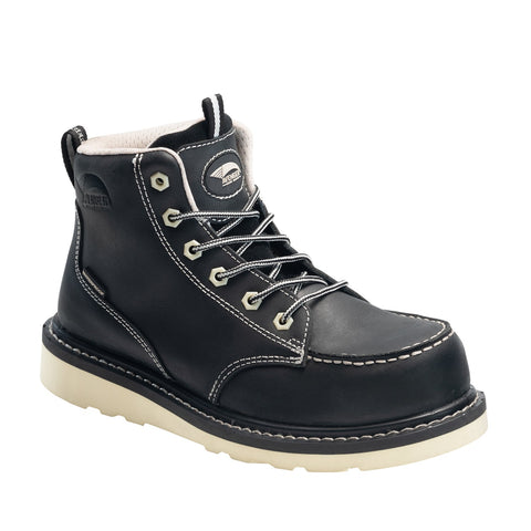 Avenger Womens Mid Wedge Black Leather Work Boots