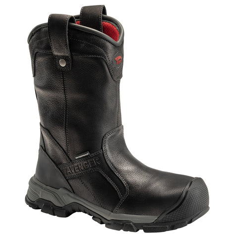 Avenger Mens Ripsaw Wellington Black Leather Work Boots