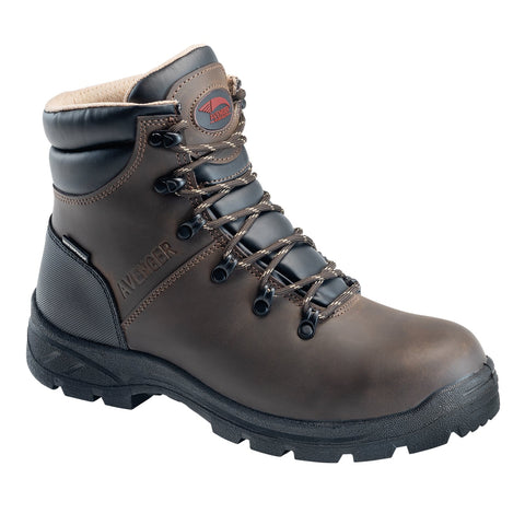 Avenger Mens Builder Mid Brown Faux Leather Work Boots