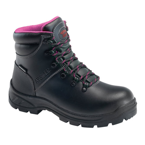 Avenger Womens Builder Mid Black Faux Leather Work Boots