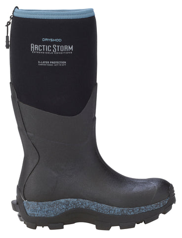 Dryshod Womens Arctic Storm Hi Black/Blue Neoprene Extreme-Cold Snow Boots