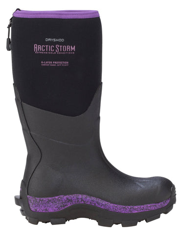 Dryshod Womens Arctic Storm Hi Black/Purple Neoprene Extreme-Cold Snow Boots