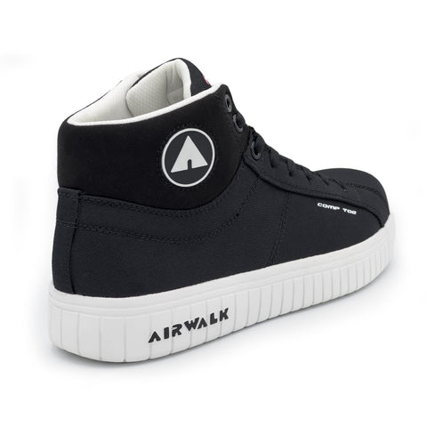 AirWalk Mens Deuce Mid Black/White Leather CT EH Work Boots