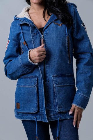 Kimes Ranch Womens AWA Light Wash Indigo Cotton Blend Cotton Jacket