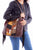 Scully Womens Patchwork Cowhide Brown Leather Shoulder Tote Bag