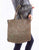 Scully Womens Large Tooled Olive Leather Shoulder Tote Bag