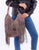 Scully Womens Stud Fringe Grey Leather Shoulder Tote Bag
