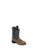 Old West Youth Unisex Broad Round Toe Brown/Pillow Blue Leather Cowboy Boots 7 D