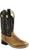 Old West Light Brown Childrens Boys Carona Leather Sq Toe Cowboy Boots 8.5 D