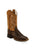 Old West Tan/Brown Childrens Boys Leather Faux Gator Cowboy Boots 12.5D